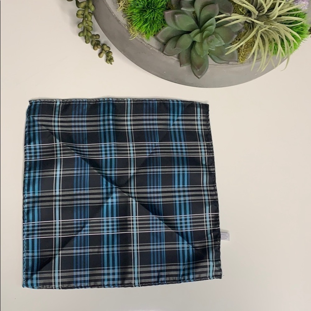 Men’s Black & Blue Plaid Pocket Square 10” x 10”